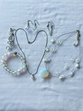 Crystal Pendant Whimsigoth Fairycore Opalite Jewelry Bundle Set